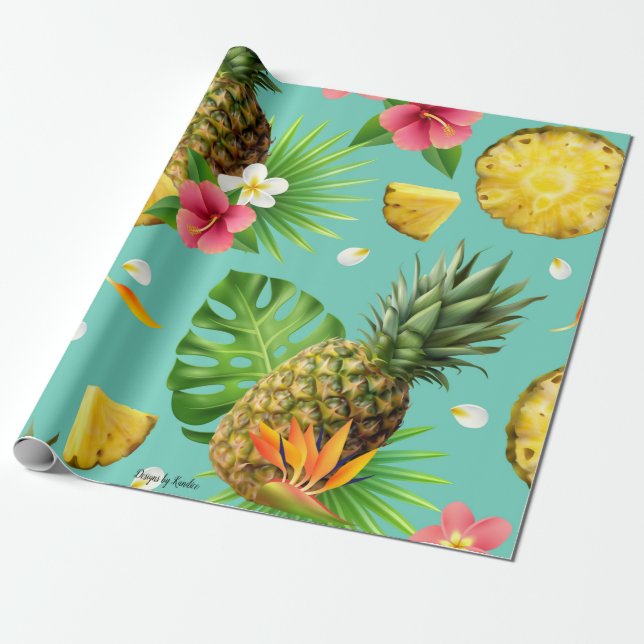 Papel De Presente Papel de Moldagem de Tema do Pineapple (Desenrolado)