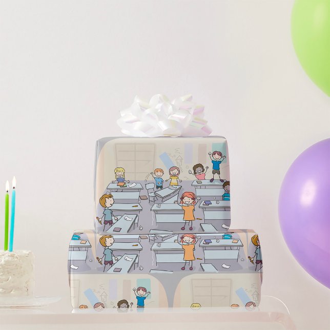 Papel De Presente Papel de moldagem do caos da sala de aula (Criador carregado)