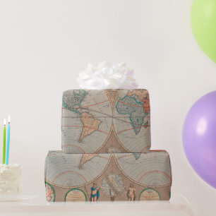 Papel De Presente Papel de moldagem do padrão do mapa antigo