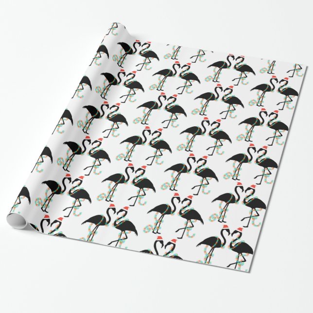 Papel De Presente Papel de moldagem Flamingo de Natal (Desenrolado)