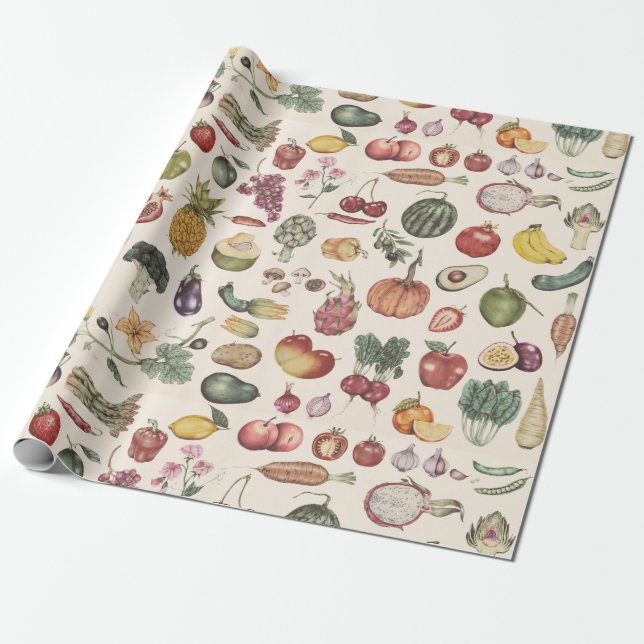 Papel De Presente Papel de moldagem Fruta e Veggies (Desenrolado)