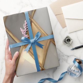 Papel De Presente Papel de moldagem geométrica Dourada moderna de lu