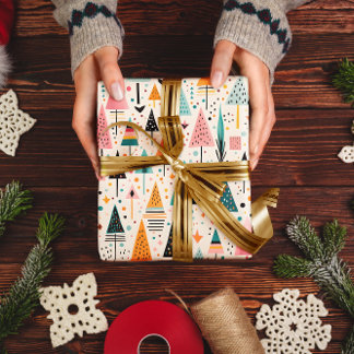 Papel De Presente Papel de moldagem geométrica moderna de Natal Vibr