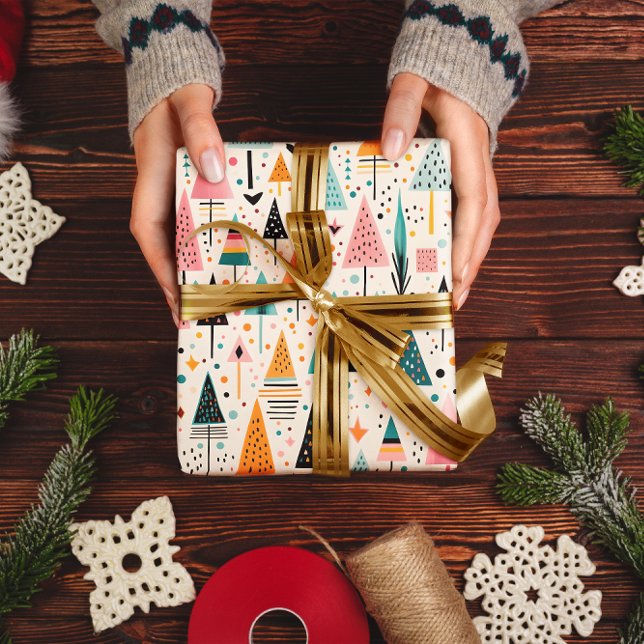 Papel De Presente Papel de moldagem geométrica moderna de Natal Vibr (Criador carregado)