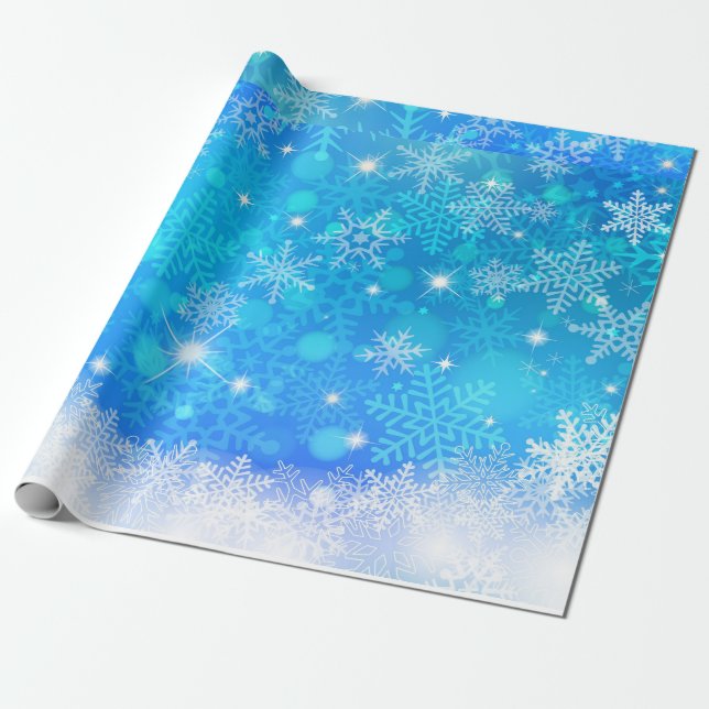 Papel De Presente Papel de Natal Sparkly Snowflake (Desenrolado)
