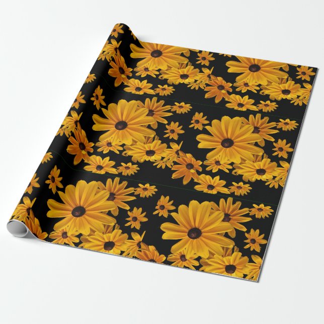 Papel De Presente Papel de ondulação amarelo de Susan de olhos preto (Desenrolado)