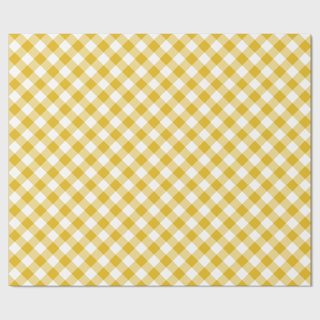 Papel De Presente Papel de ondulação amarelo Gingham (Barra)