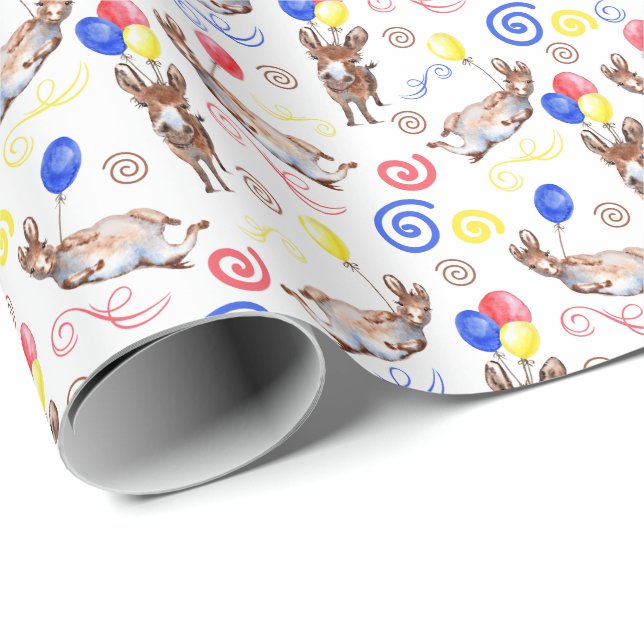 Papel De Presente Papel de ondulação de aniversário do Donkey (Ponta do rolo)