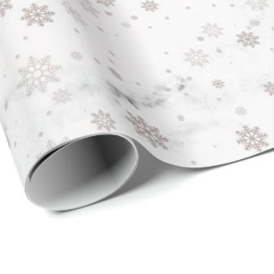 Papel De Presente Papel de ondulação de prata em flocos de neve