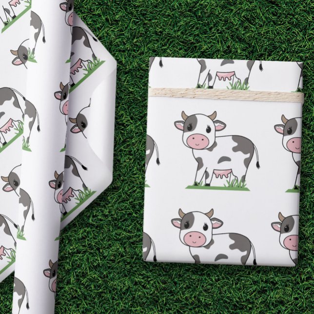 Papel De Presente Papel de ondulação de vaca em forma de cartoon (Cute Cow Wrapping Paper)
