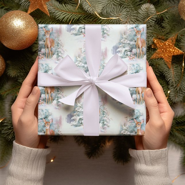 Papel De Presente Papel de ondulação de veados de Natal nevado (Criador carregado)