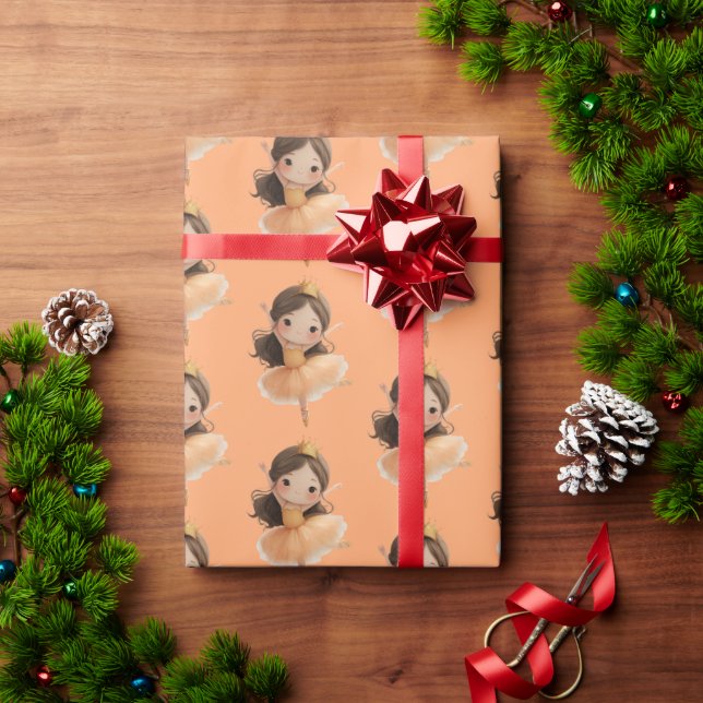 Papel De Presente Papel de ondulação princesa laranja (Presente de Natal)