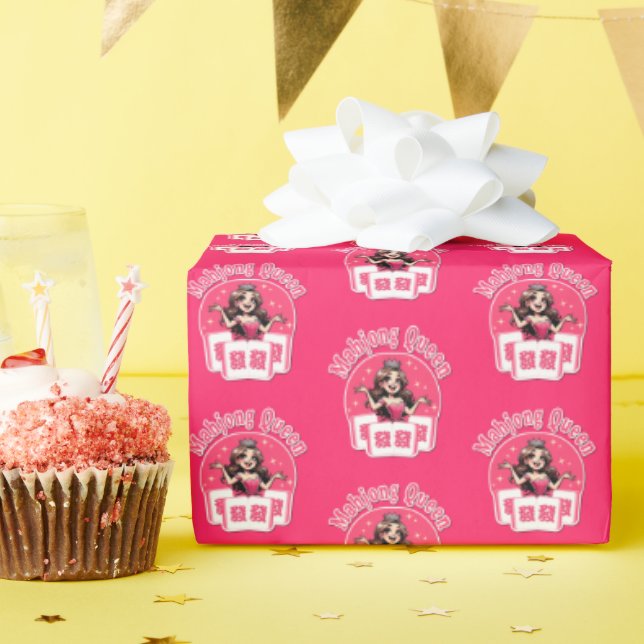 Papel De Presente Papel de Wraping Queen, a rosa, Mahjong (Festa de aniversário)