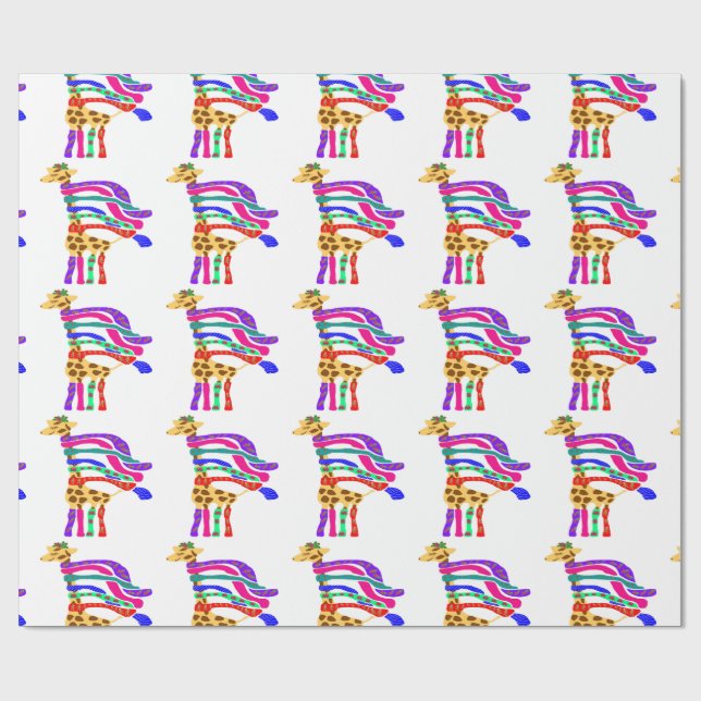 Papel De Presente Papel do envoltório do girafa do Natal feliz (Aberto)