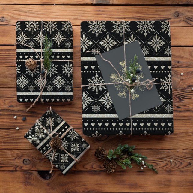 Papel De Presente Papel Dourado de enrolamento de flocos de neve (Criador carregado)