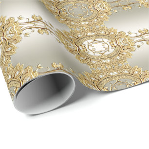 Papel De Presente Papel Dourado de enrolamento do Ornamentado