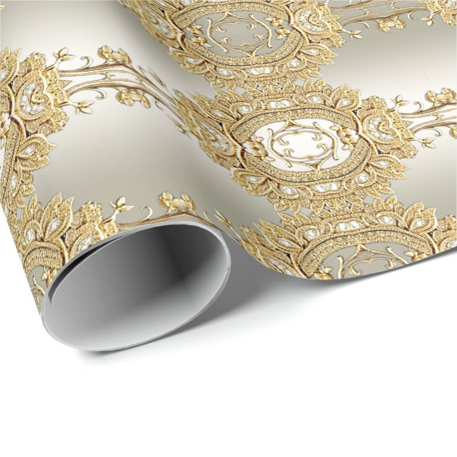 Papel De Presente Papel Dourado de enrolamento do Ornamentado (Ponta do rolo)