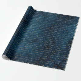 Papel De Presente Papel Dourado de moldagem de script Teal Gothic