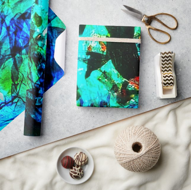 Papel De Presente Papel embebido reciclado azul abstrato azul azul a (Artesanato)