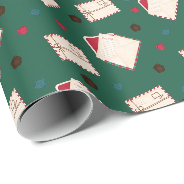 Papel De Presente Papel embrulhado com cartas de Natal (Ponta do rolo)