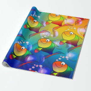 Papel De Presente Papel engraçado do presente dos peixes dos