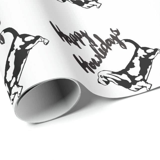 Papel De Presente Papel feliz do cão de Basset Hound do Natal de (Ponta do rolo)