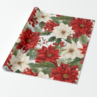 Papel De Presente Papel Floral De Embalagem De Natal 30Inx30Ft