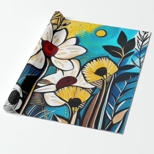 Papel De Presente Papel Floral de Enrolamento (Desenrolado)