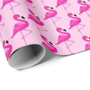 Papel De Presente Papel gráfico de padrão de pássaros flamingos rosa