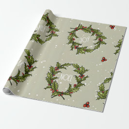 Papel De Presente Papel Holly Wreath Wrapping