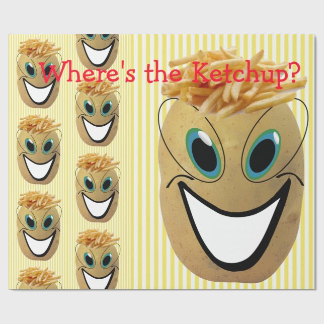 Papel De Presente Papel Luminoso Para Enrolar, Fritas Francesas De B (Aberto)