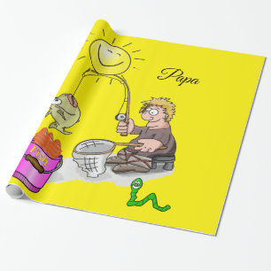 Papel De Presente Papel Luminoso, Pescador Pescado Amarelo