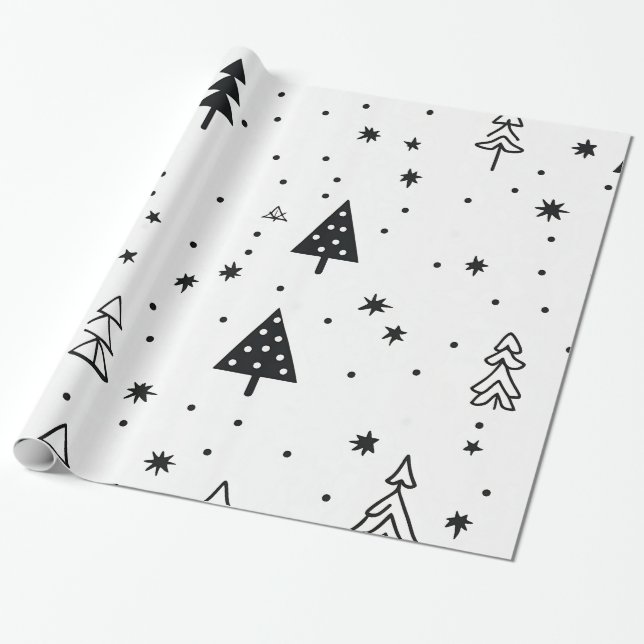 Papel De Presente Papel Moderno Mínimo de Arranjo em Árvore de Natal (Desenrolado)