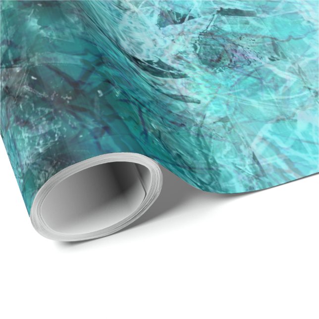 Papel De Presente Papel néon azul amassado (Ponta do rolo)