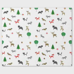 Papel De Presente Papel Para Embalagem De Animais Na Floresta De Beb