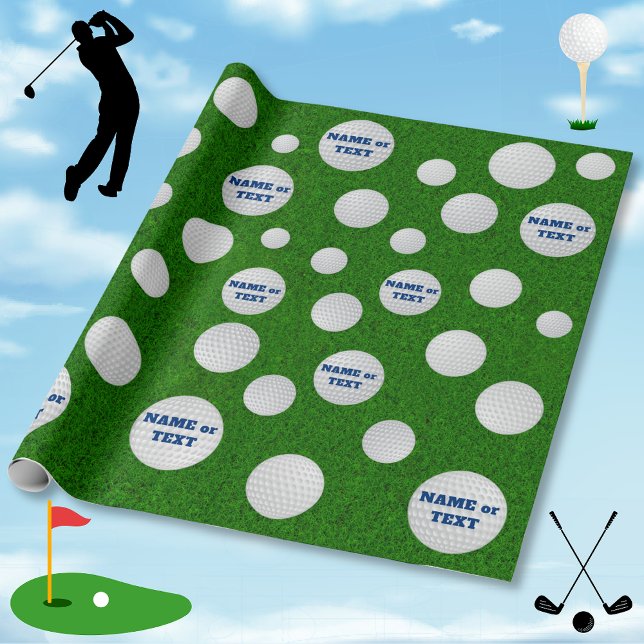 Papel De Presente Papel personalizado de moldagem de golfe para ele  (Personalized golf wrapping paper. Customizable, golf gift wrapping paper, golf gift wrap. Golf Party)