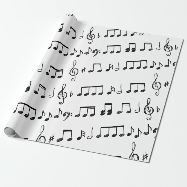 Papel De Presente Papel-presente para notas de música em folha (Desenrolado)