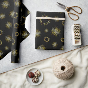 Papel De Presente Papel preto e Dourado para moldagem de Natal Elega