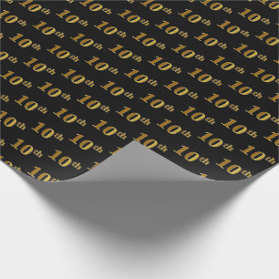 Papel De Presente Papel Preto, Faux Dourado 10º (Décimo)