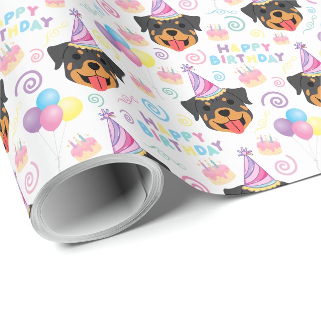 Papel De Presente Papel Rottweiler de Aromas de Aniversário (Ponta do rolo)