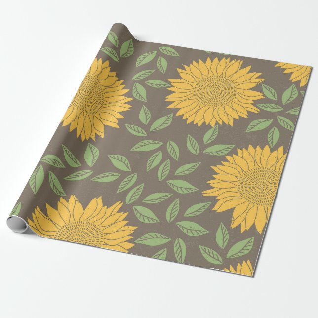 Papel De Presente Papel Rustic Sunflower Bloom Wrapper (Desenrolado)