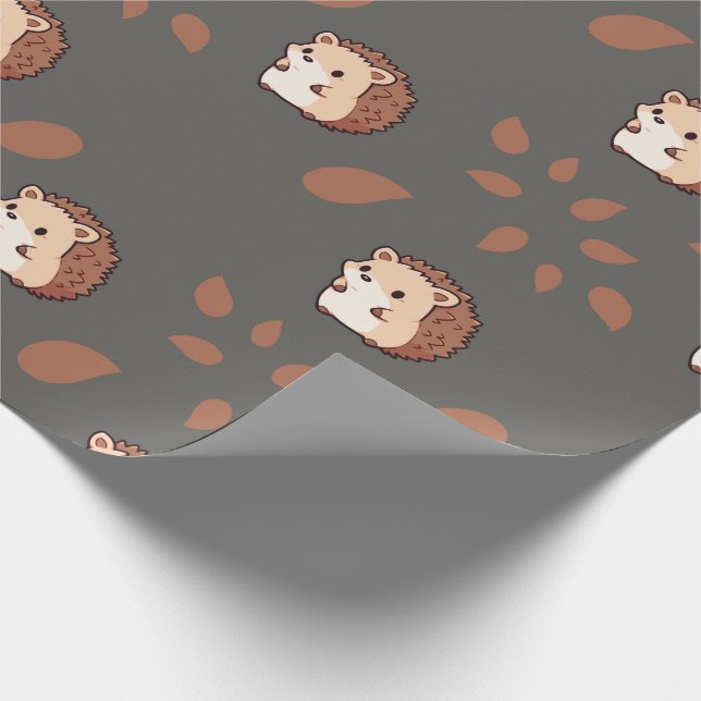 Papel De Presente Papel sem costura de Cinza escura com Hedgehogs (Ponta)
