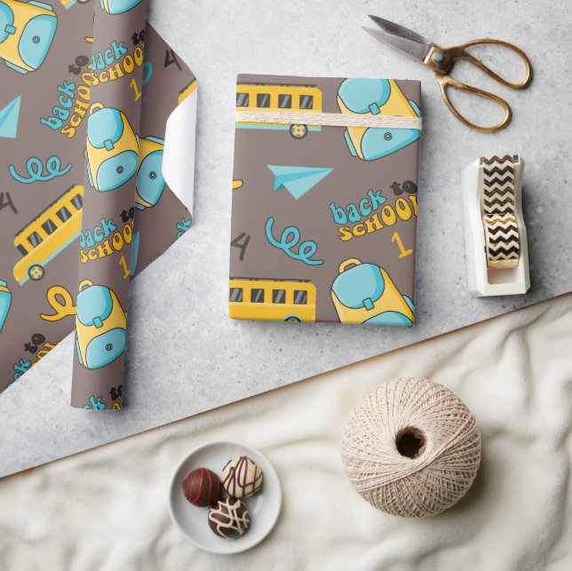 Papel De Presente Papel sem costura: primeira escola (Artesanato)