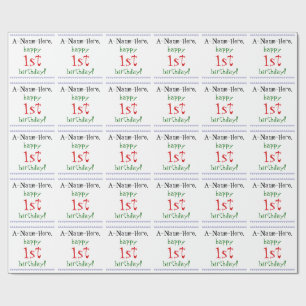 Papel De Presente Papel simples de enrolamento de primeiros aniversa