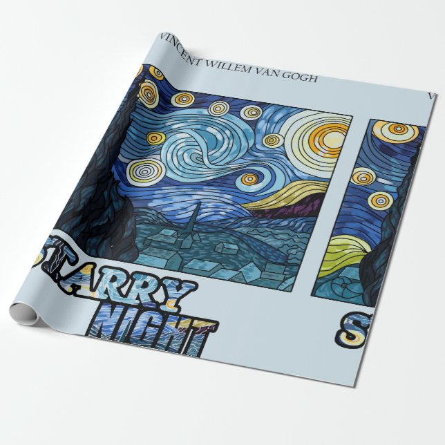 Papel De Presente Papel Starry Night Wraping (Desenrolado)