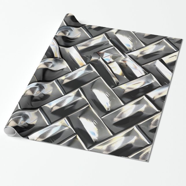 Papel De Presente Papel Trendy Metallic Texture Wraping (Desenrolado)