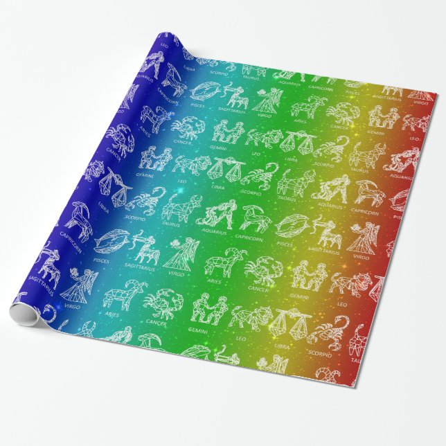 Papel De Presente Papel Zodiac (Rainbow Smooth Fade) (Desenrolado)