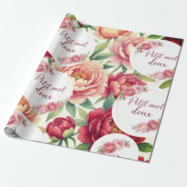 Papel De Presente Papier cadeau floral Petit mot doux (Desenrolado)