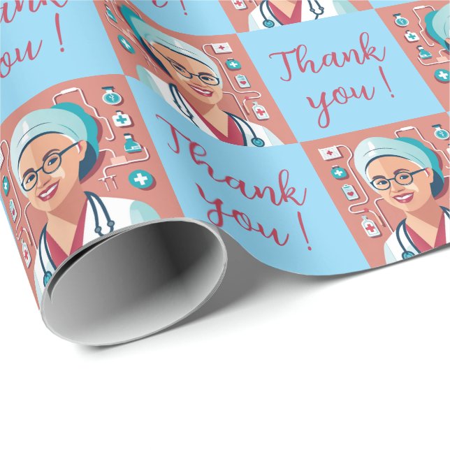 Papel De Presente Papier Cadeau infirmière remerciement (Ponta do rolo)
