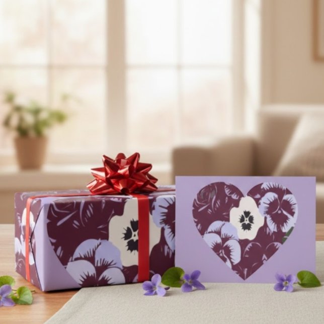 Papel De Presente Papier cadeau Saint-Valentin Cœur de Violettes (Criador carregado)